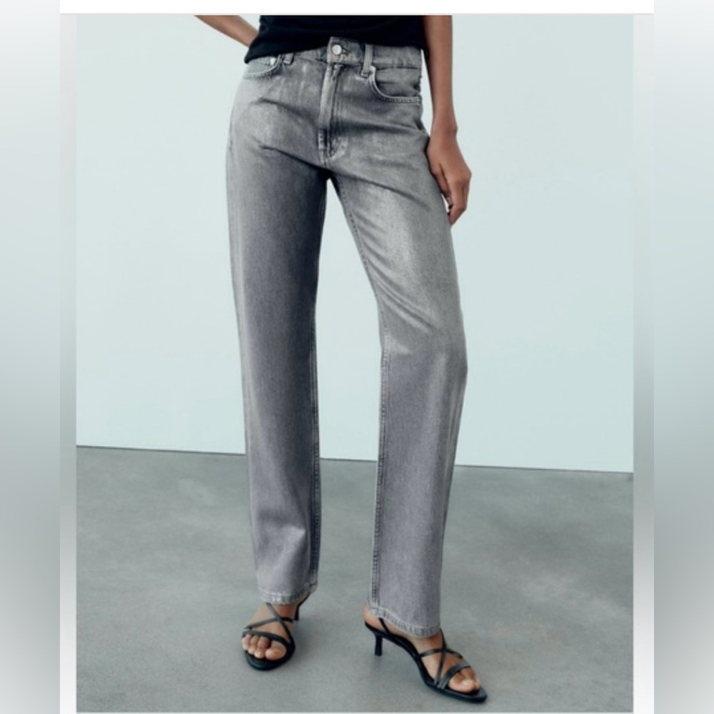 Zara Grey Metallic Jeans